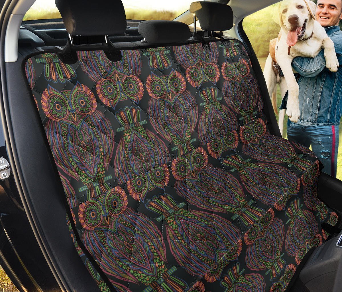 Owl Pattern Print Design A05 Rear Dog Car Seat Cover Hammock