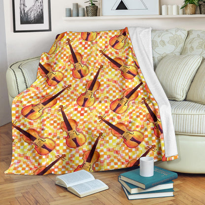 Violin Pattern Print Design 03 Premium Blanket