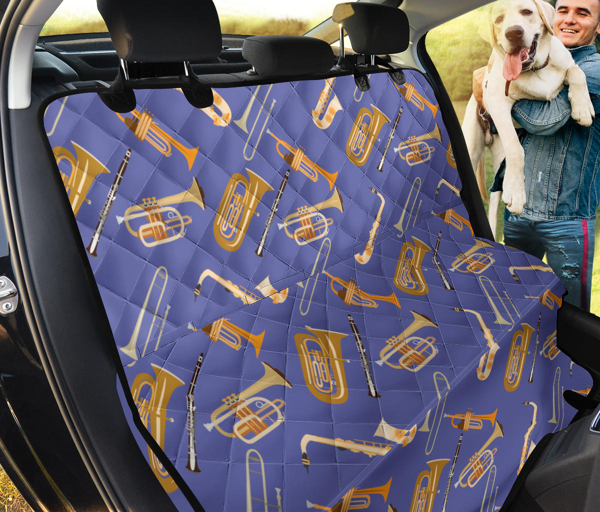 Trombone Pattern Print Design 02 Rear Dog Car Seat Cover Hammock