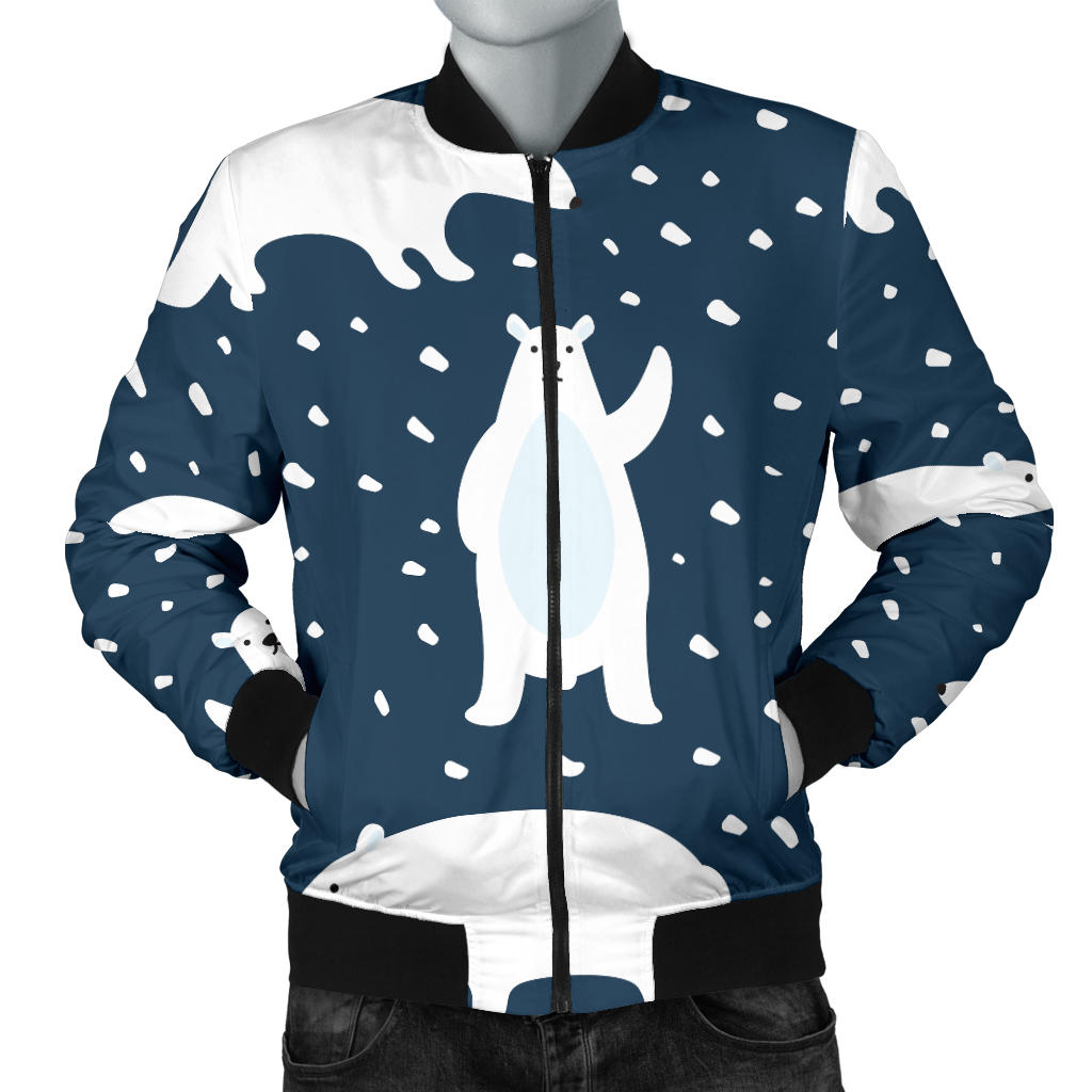 Polar Bear Pattern Print Design A02 Men Bomber Jacket