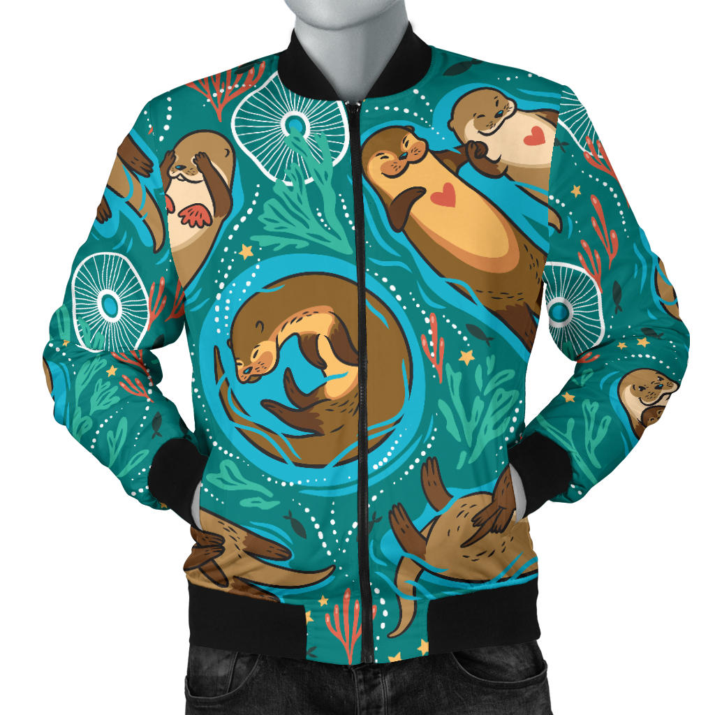 Sea Otter Pattern Print Design 01 Men Bomber Jacket