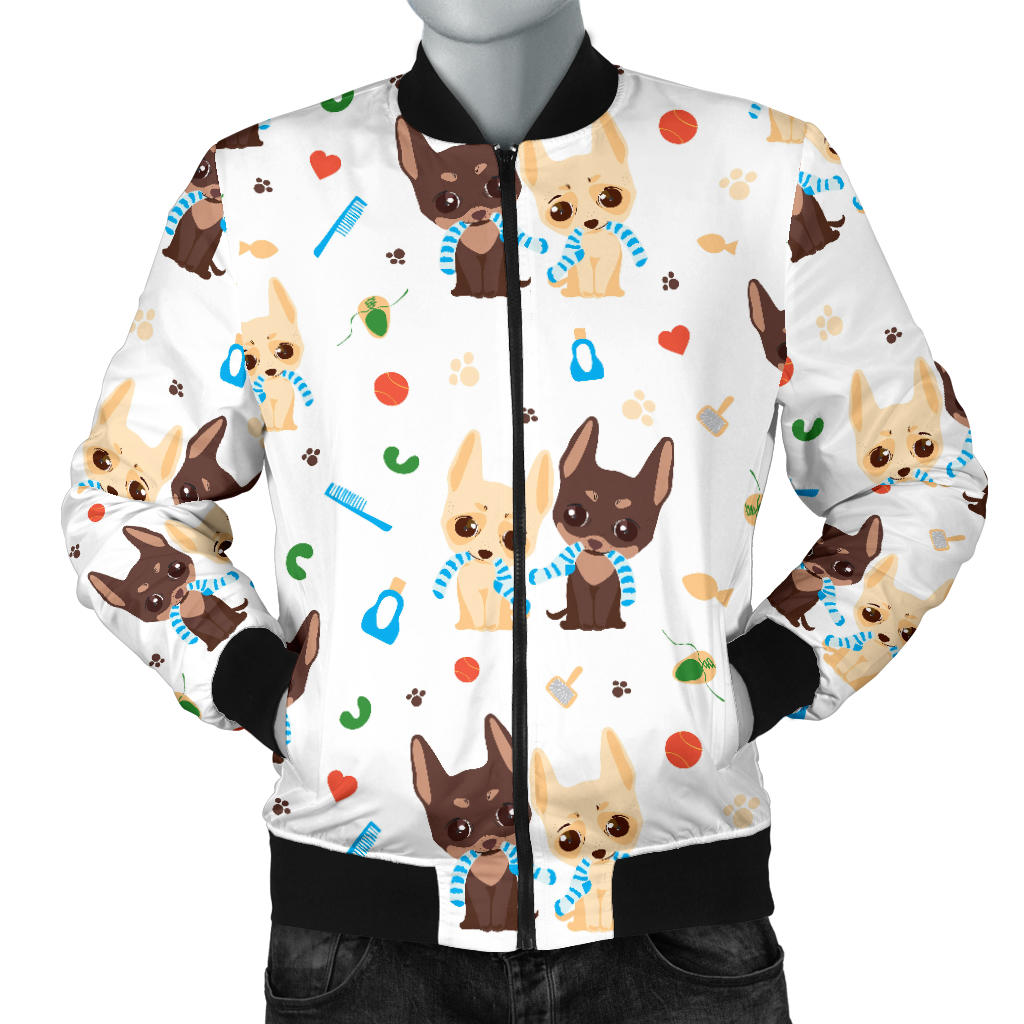 Chihuahua Pattern Print Design 06 Men Bomber Jacket