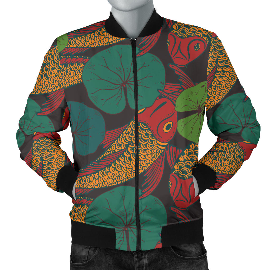 KOI Fish Pattern Print Design 01 Men Bomber Jacket