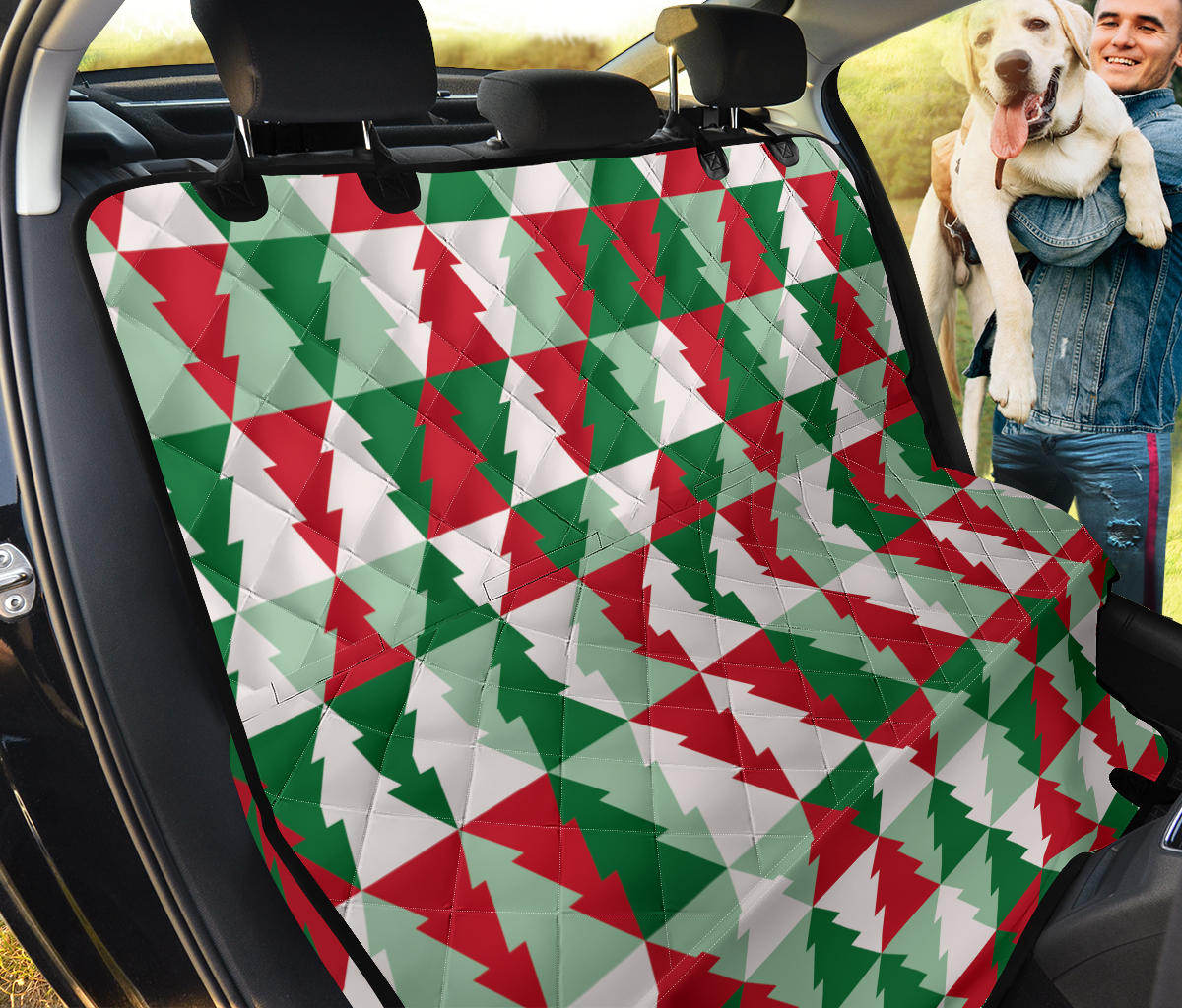 Christmas Tree Pattern Print Design 01 Rear Dog Car Seat Cover Hammock