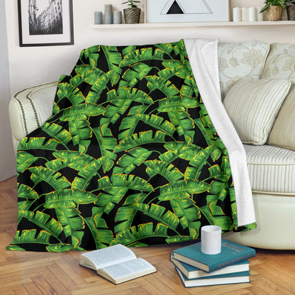 Banana Leaf Pattern Print Design 03 Premium Blanket