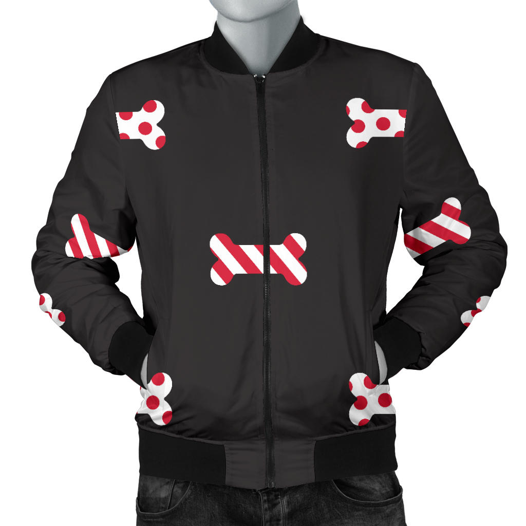 Dog Bone Pattern Print Design 04 Men Bomber Jacket