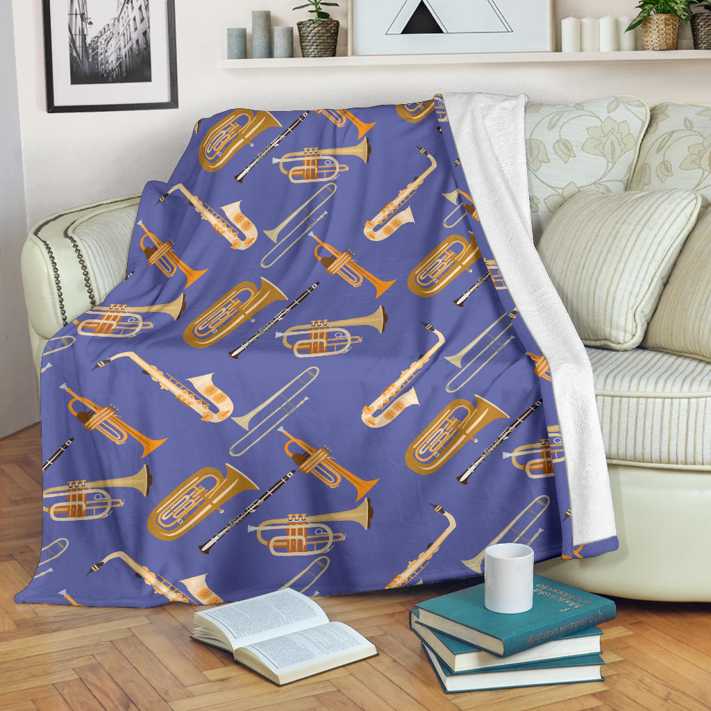 Trombone Pattern Print Design 02 Premium Blanket