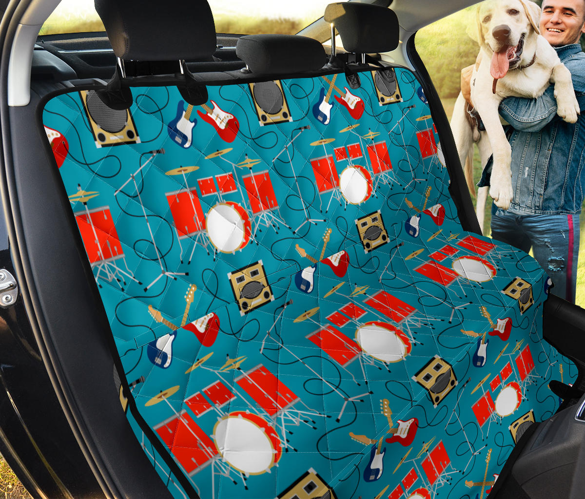 Drum Set Guitar Pattern Print Design 02 Rear Dog Car Seat Cover Hammock