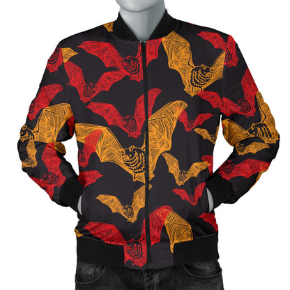 Bat Pattern Print Design 01 Men Bomber Jacket