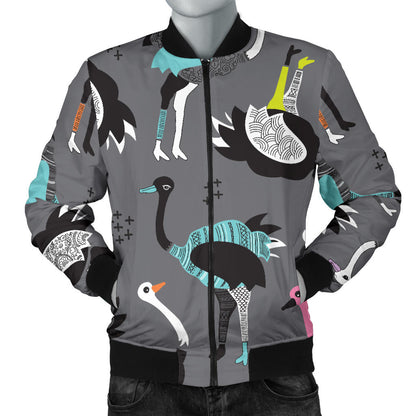 Ostrich Pattern Print Design 01 Men Bomber Jacket