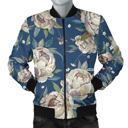 Peony Pattern Print Design A03 Men Bomber Jacket