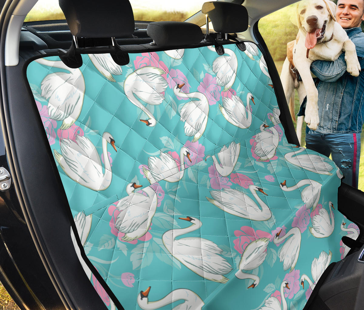 Swan Pattern Print Design 03 Rear Dog Car Seat Cover Hammock
