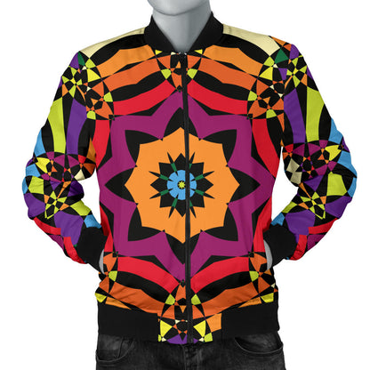 Kaleidoscope Pattern Print Design 01 Men Bomber Jacket
