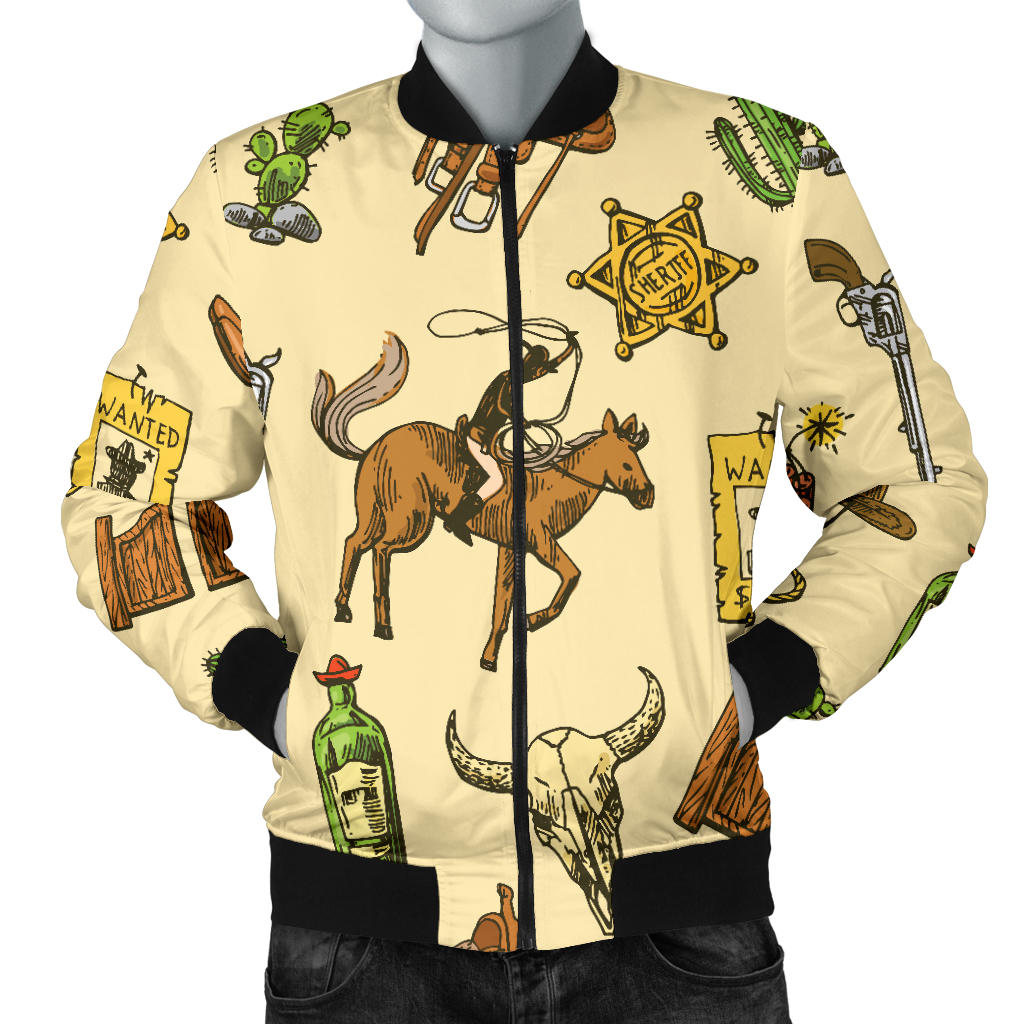 Cowboy Pattern Print Design 04 Men Bomber Jacket