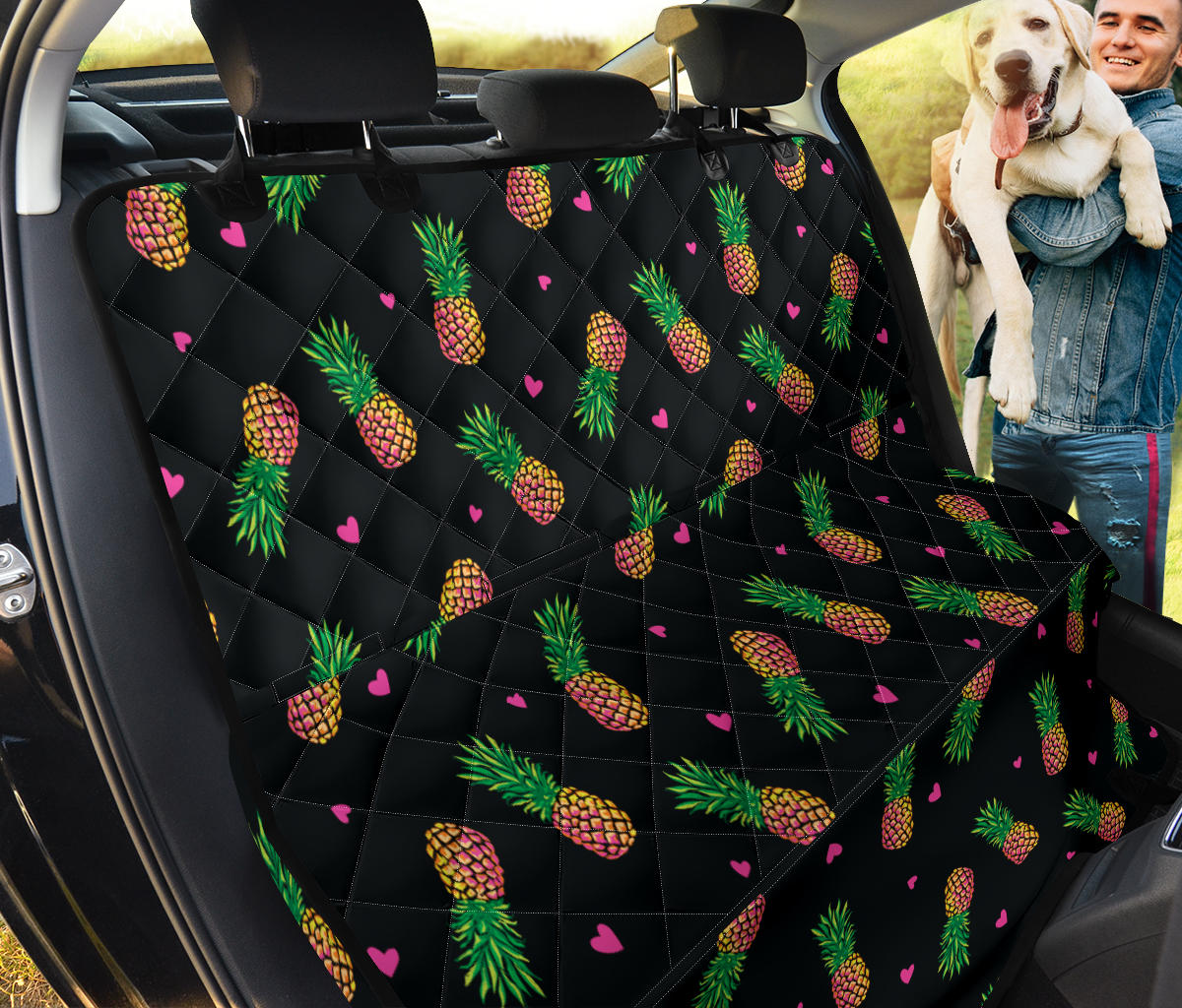Neon Pineapple Pattern Print Design A04 Rear Dog Car Seat Cover Hammock
