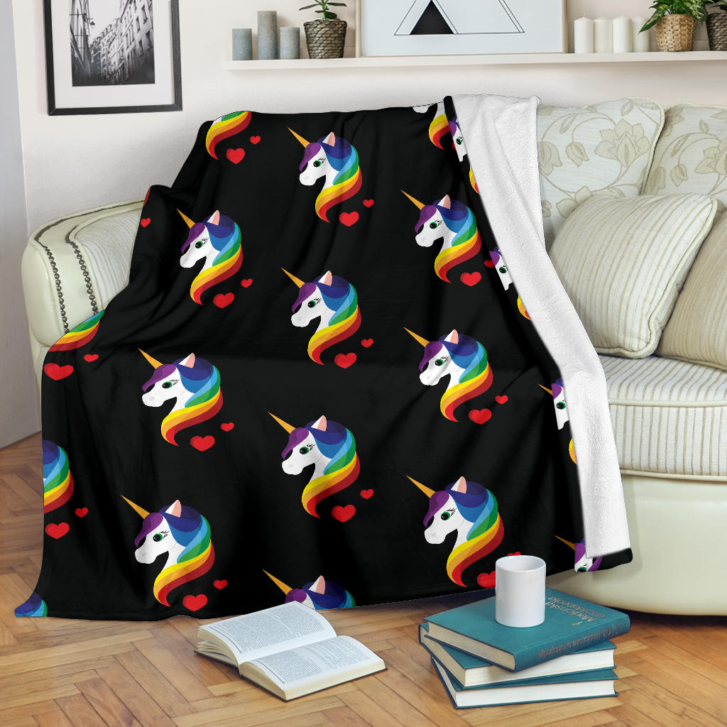Rainbow Unicorn Pattern Print Design A03 Premium Blanket