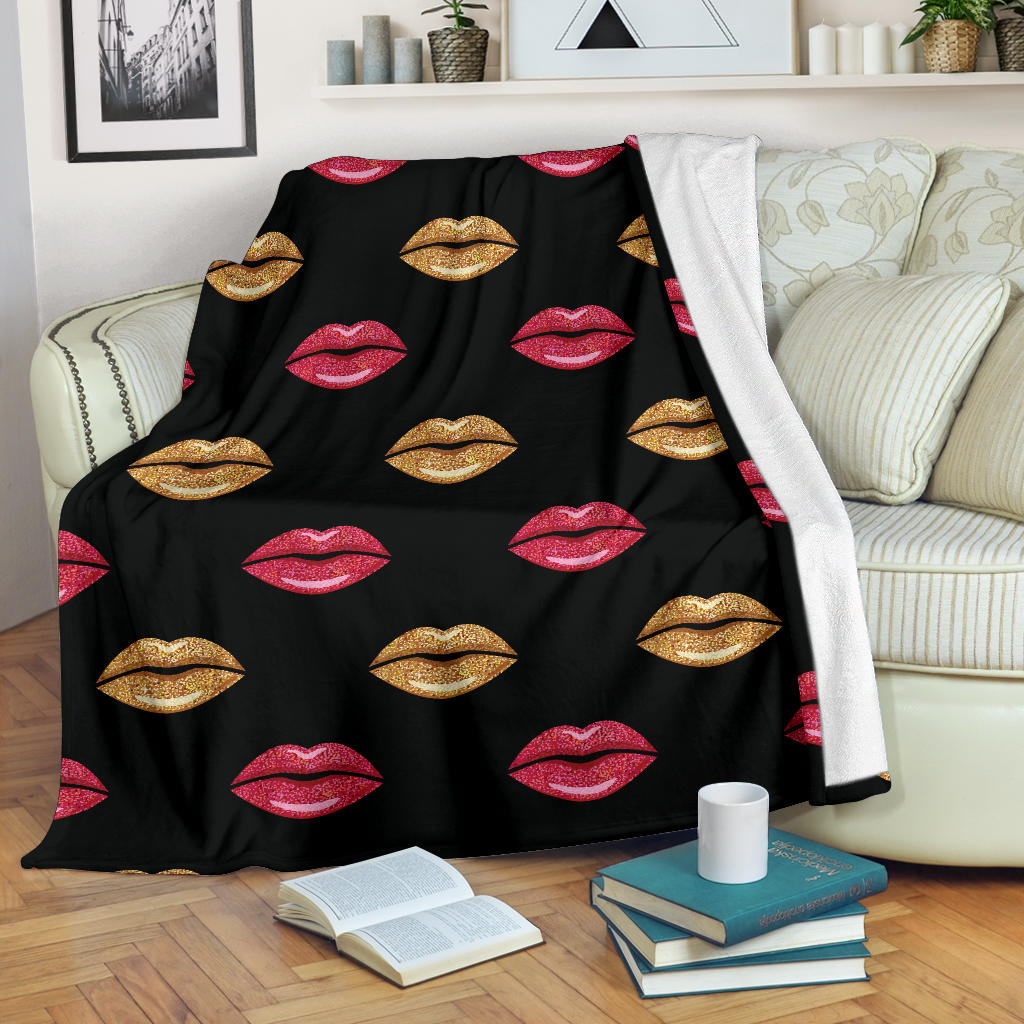 Lip Pattern Print Design 03 Premium Blanket