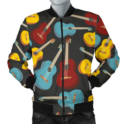 Acoustic Guitar Pattern Print Design 01 Men Bomber Jacket