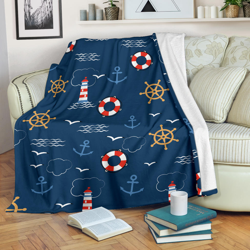 Nautical Pattern Print Design A06 Premium Blanket
