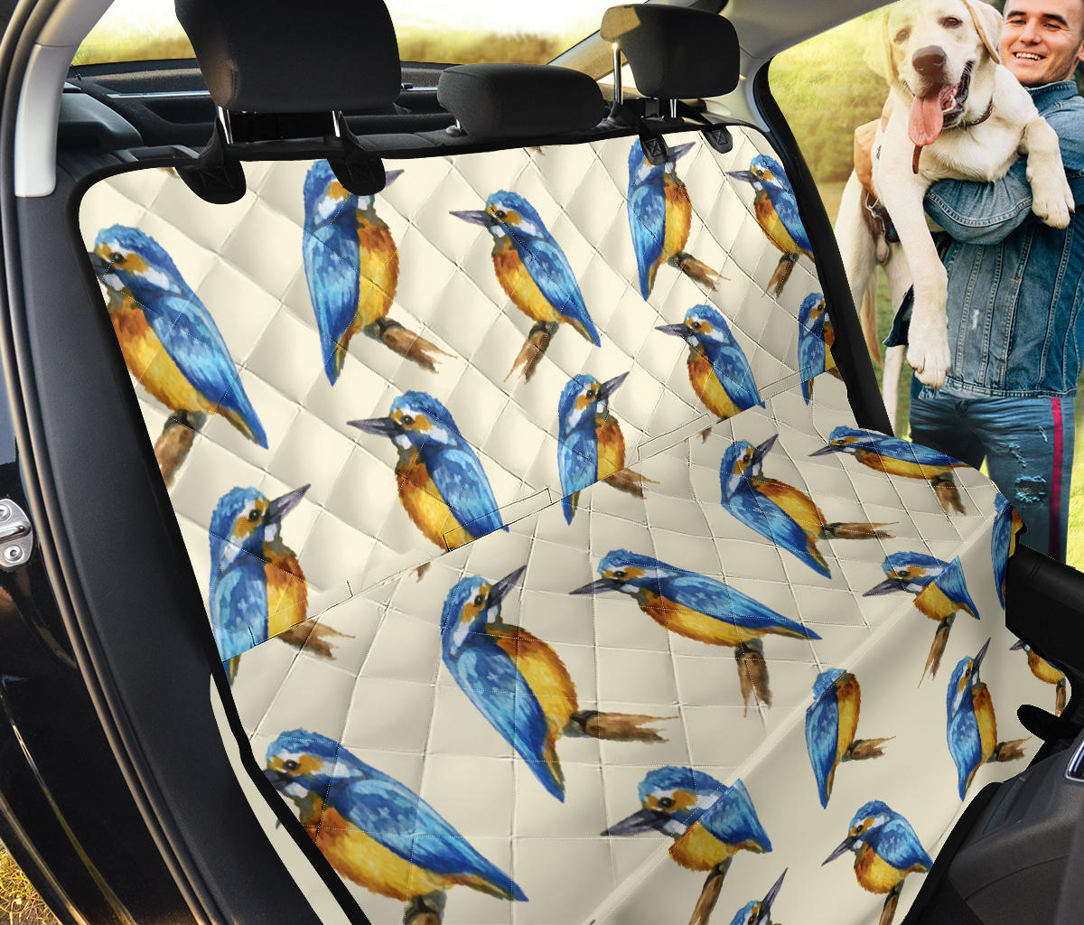 Kingfisher Pattern Print Design 01 Rear Dog Car Seat Cover Hammock