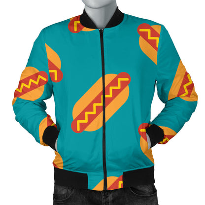 Hot Dog Pattern Print Design 03 Men Bomber Jacket