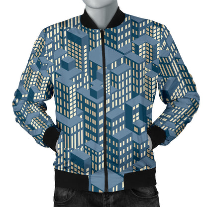 City Pattern Print Design 01 Men Bomber Jacket