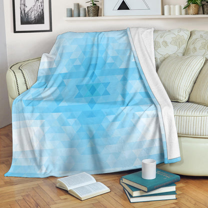 Geometric Blue Pattern Print Design 01 Premium Blanket