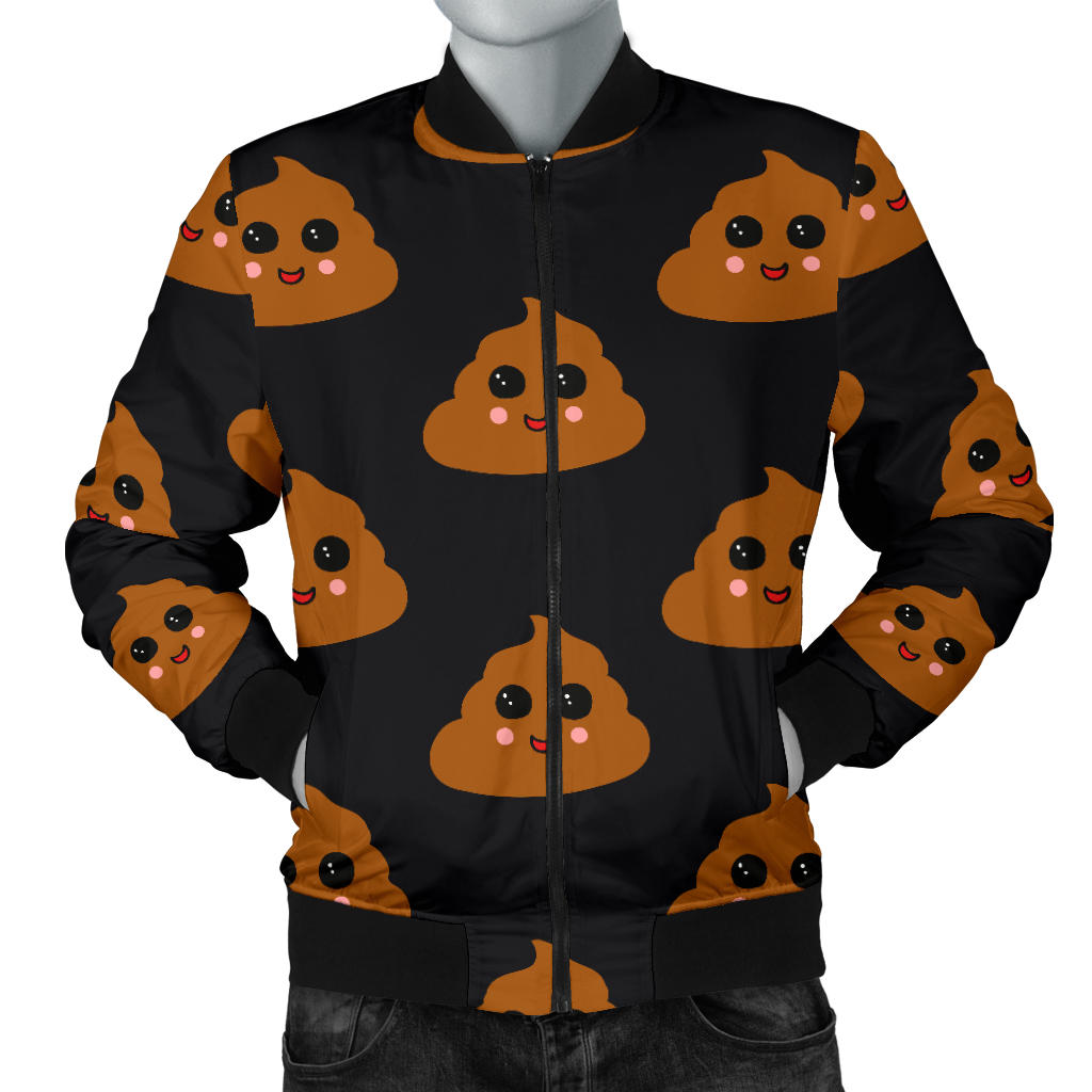 Poop Emoji Pattern Print Design A01 Men Bomber Jacket