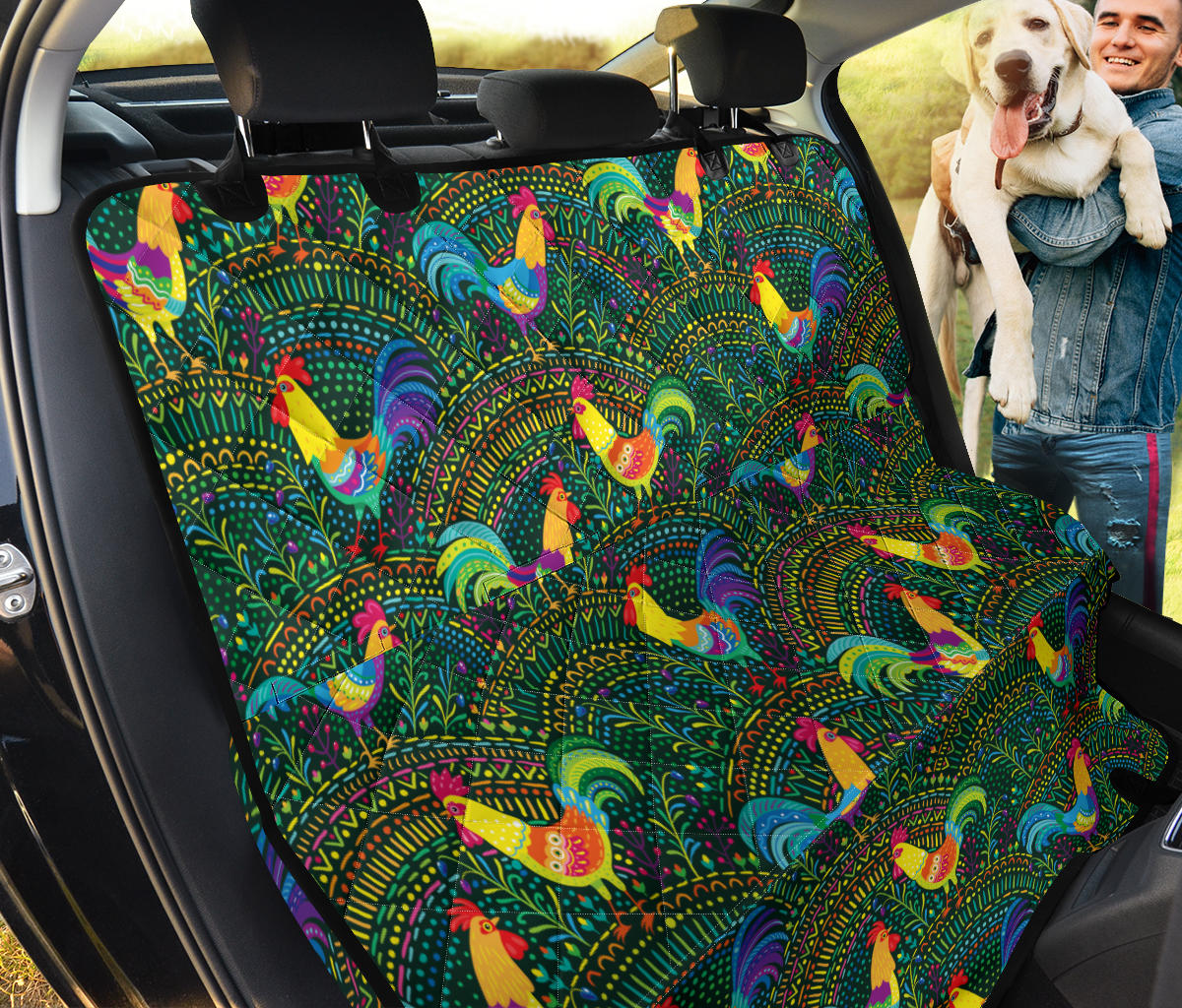 Rooster Pattern Print Design A01 Rear Dog Car Seat Cover Hammock