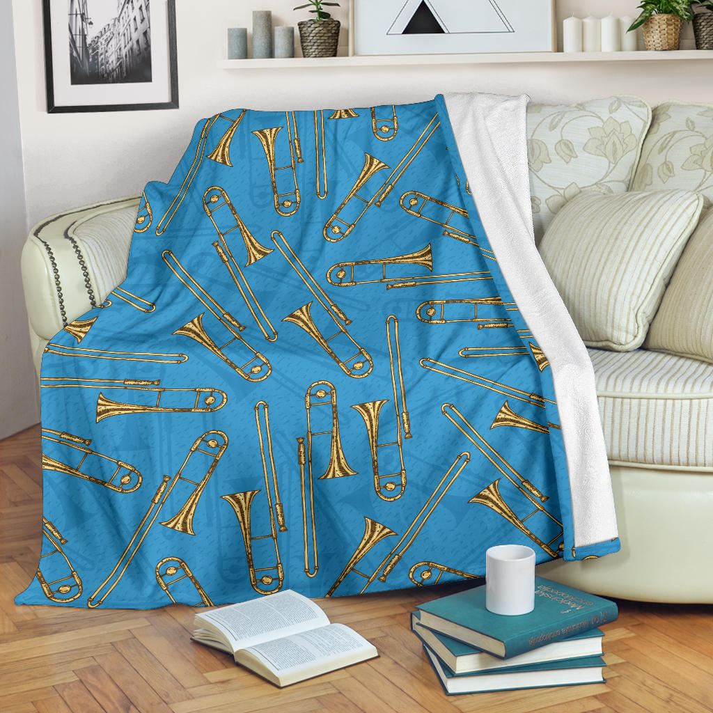 Trombone Pattern Print Design 01 Premium Blanket