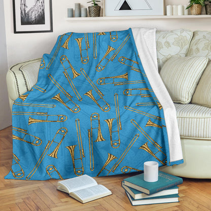 Trombone Pattern Print Design 01 Premium Blanket
