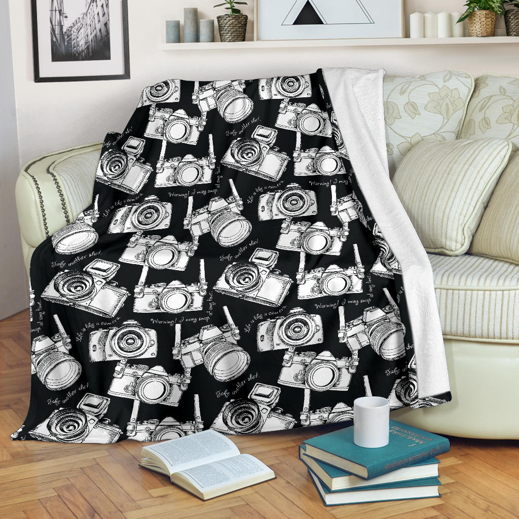 Camera Pattern Print Design 01 Premium Blanket