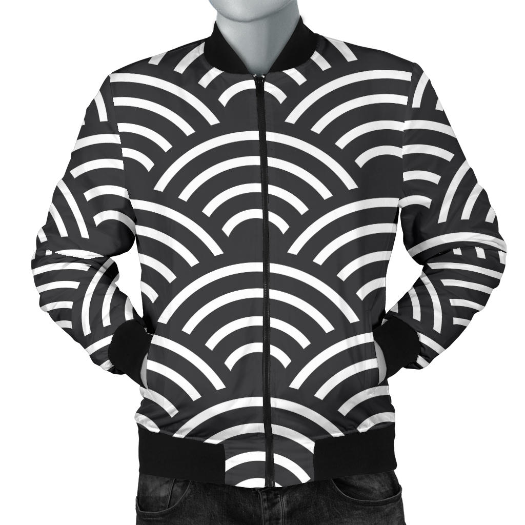 Scales Black White Pattern Print Design 03 Men Bomber Jacket