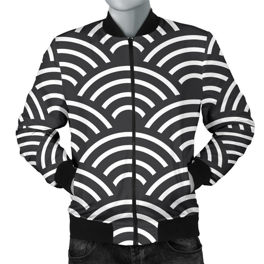Scales Black White Pattern Print Design 03 Men Bomber Jacket