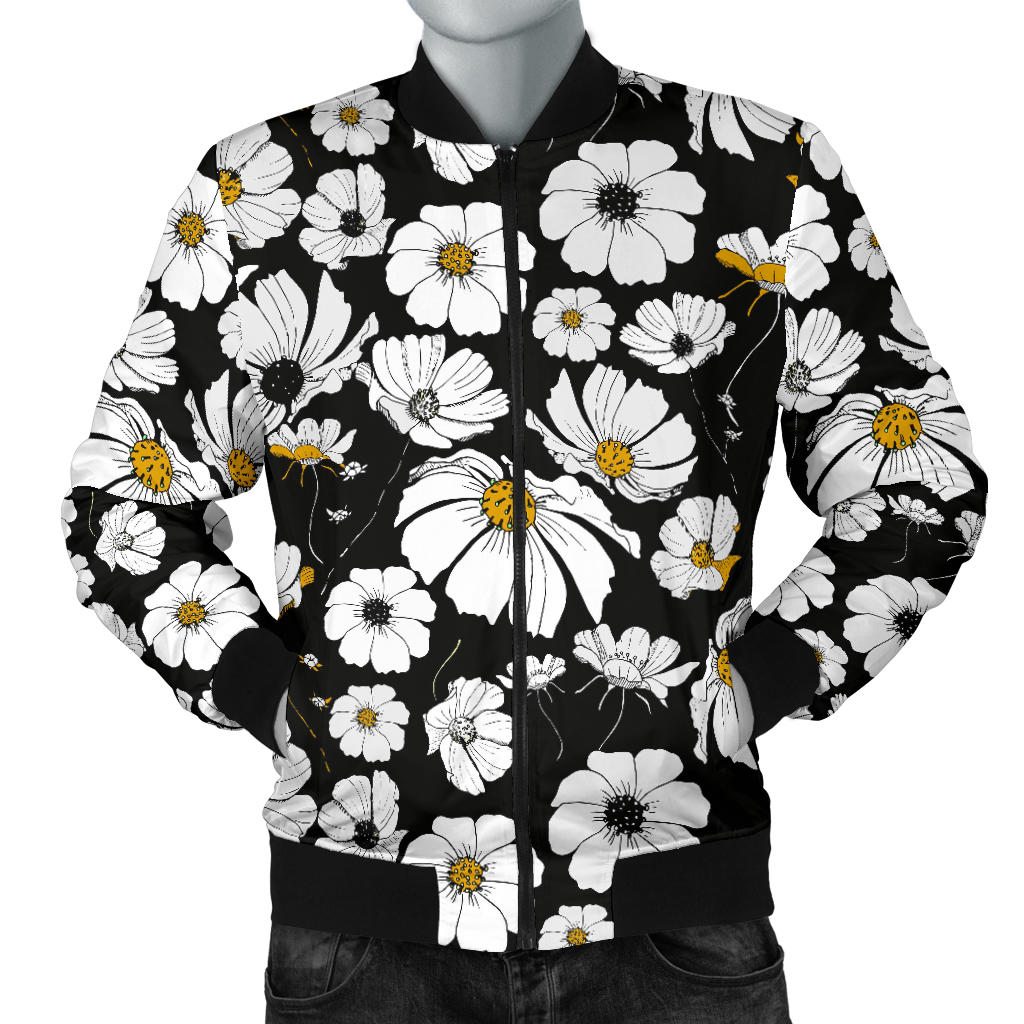 Daisy Pattern Print Design 02 Men Bomber Jacket