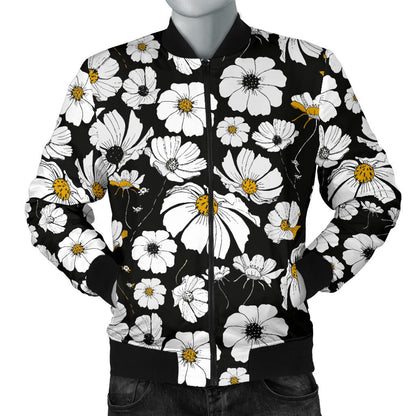 Daisy Pattern Print Design 02 Men Bomber Jacket