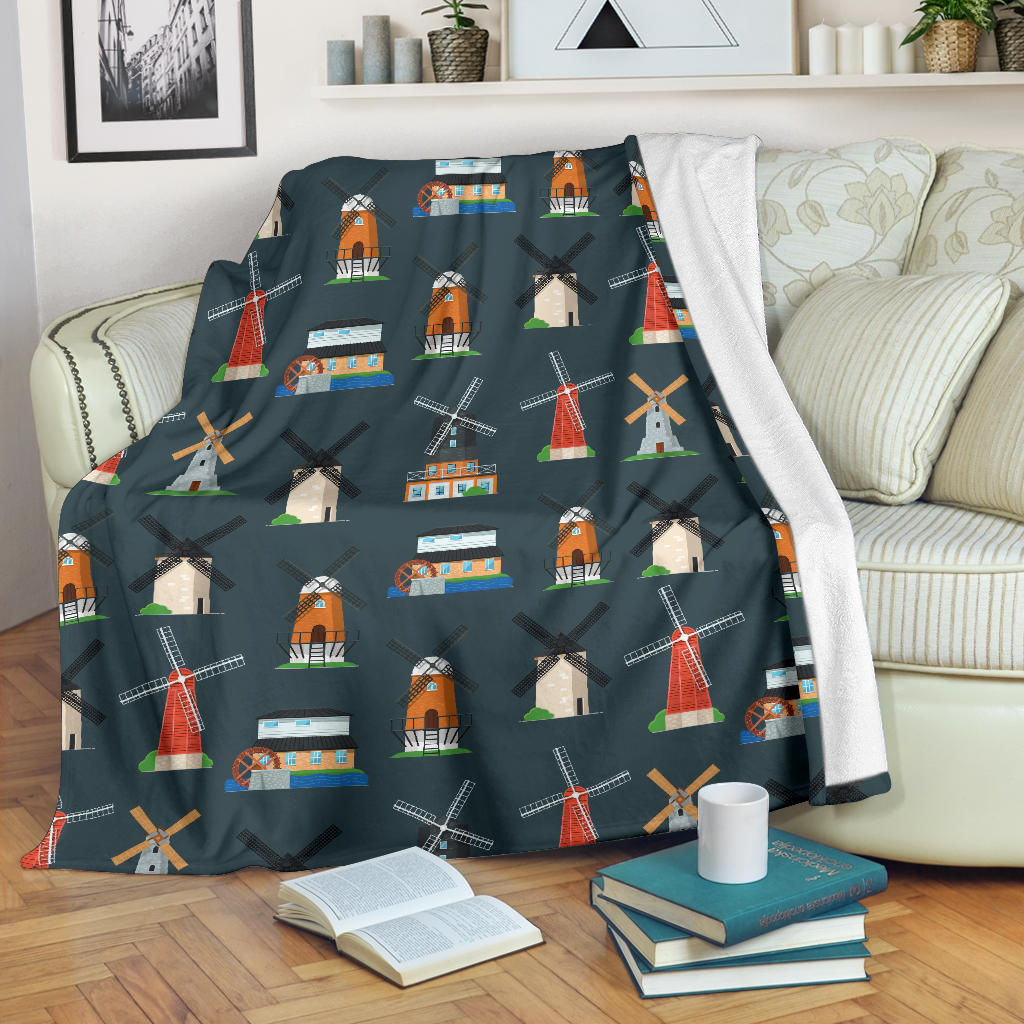 Windmill Pattern Print Design 04 Premium Blanket