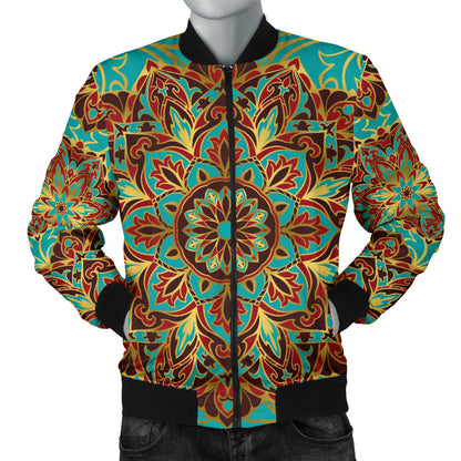 Medallion Pattern Print Design 02 Men Bomber Jacket