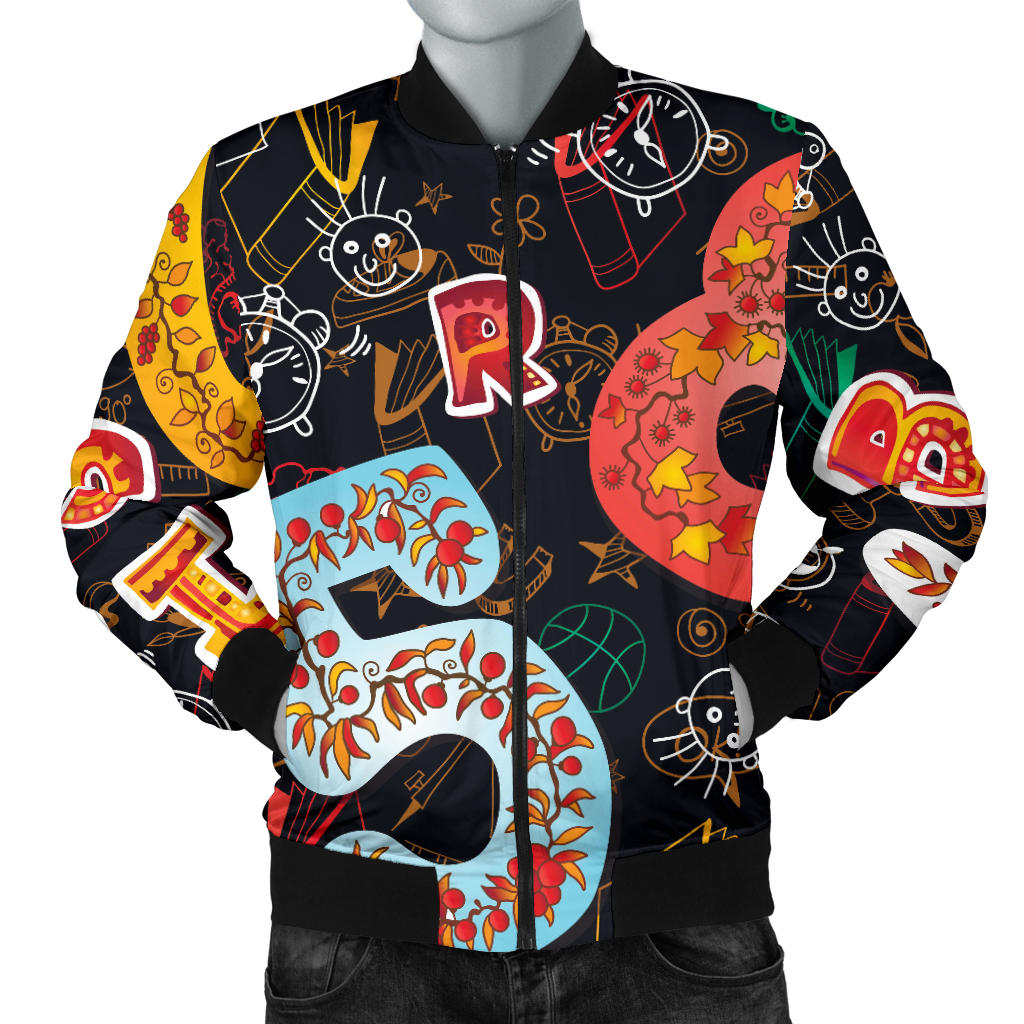 Number Pattern Print Design A03 Men Bomber Jacket