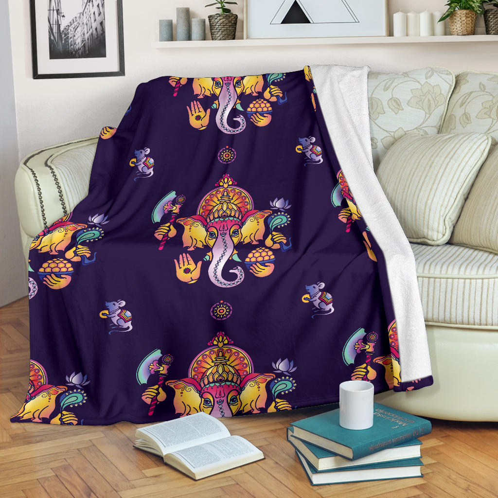 Ganesha Pattern Print Design 04 Premium Blanket
