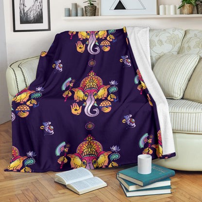Ganesha Pattern Print Design 04 Premium Blanket