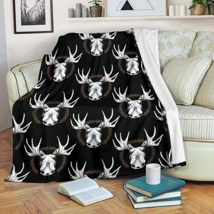 Moose Pattern Print Design 02 Premium Blanket