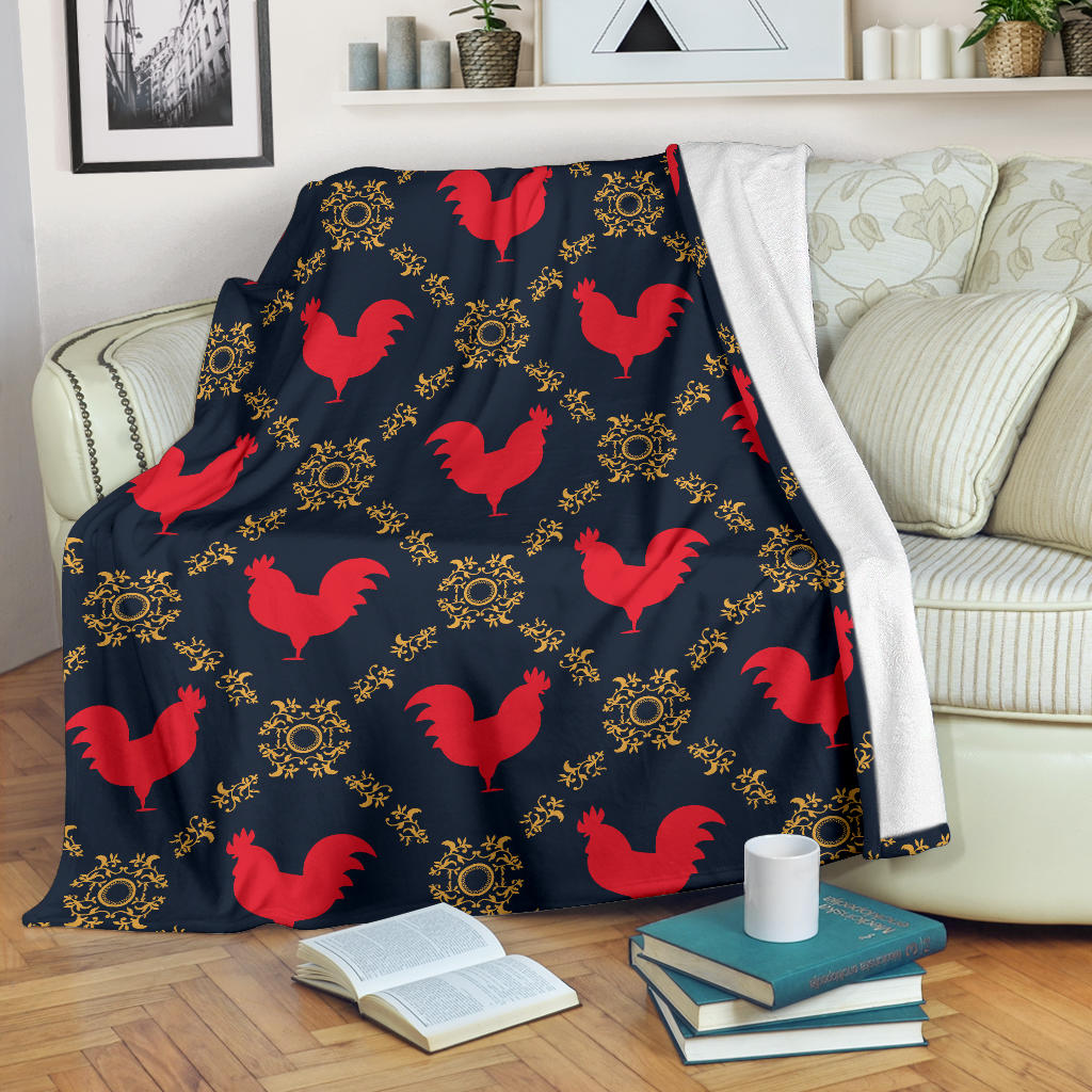 Rooster Pattern Print Design A02 Premium Blanket