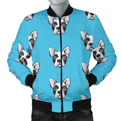 Boston Terrier Pattern Print Design 01 Men Bomber Jacket