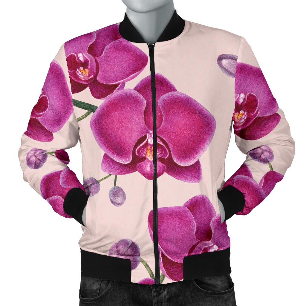 Orchid Pattern Print Design A02 Men Bomber Jacket