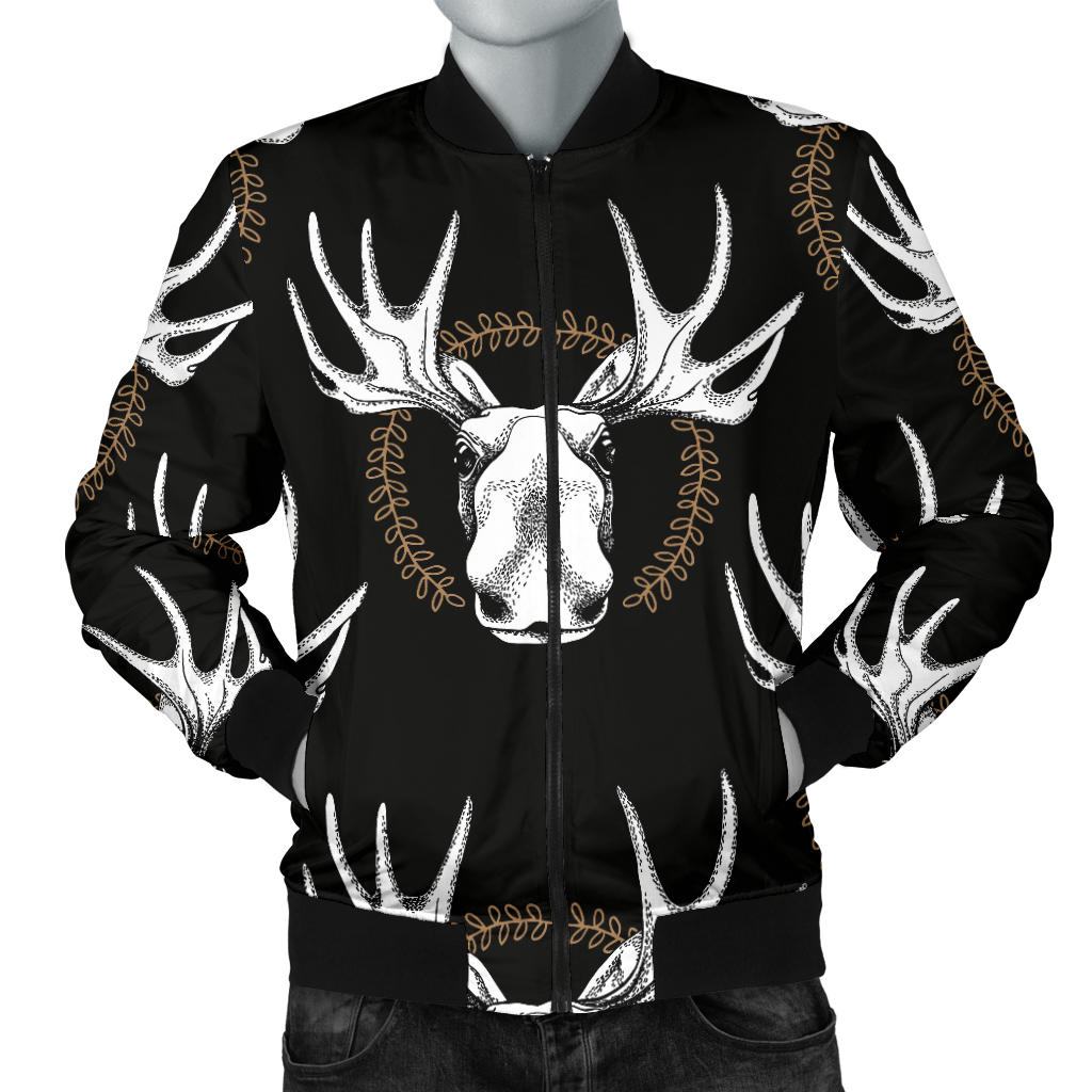 Moose Pattern Print Design 02 Men Bomber Jacket