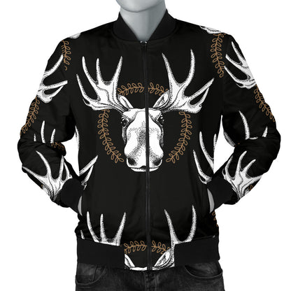 Moose Pattern Print Design 02 Men Bomber Jacket