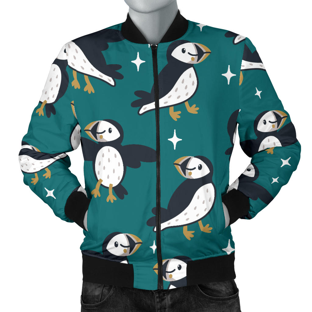 Puffin Pattern Print Design A05 Men Bomber Jacket