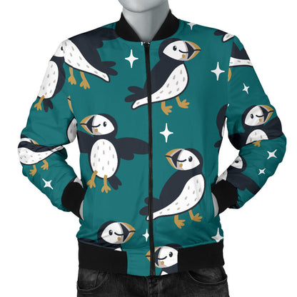Puffin Pattern Print Design A05 Men Bomber Jacket