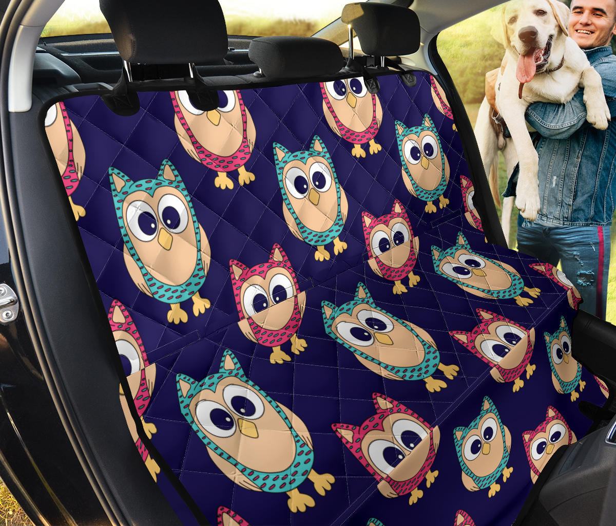 Owl Pattern Print Design A06 Rear Dog Car Seat Cover Hammock